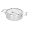 Demeyere Industry 5 3.5 qt, Deep Sauté Pan With Double Handle And Lid Stay-cool, shot-blasted stainless-steel handles are securely welded and ultra-hygienic. The Silvinox surface treatment makes dishwasher-safe Industry a cinch to clean.
