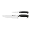 ZWILLING Four Star 2-pc, The Must-Haves Knife Set Sleek, polypropylene handles are crafted with a minimum amount of 75% recycled plastics.
