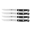 ZWILLING Gourmet 4-pc, Steak Knife Set Traditional, triple-riveted handle with a laser-inscribed logo provides balance and stability.