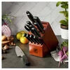 ZWILLING Four Star 12-pc, Knife block set, Walnut Sleek, polypropylene handles are crafted with a minimum amount of 75% recycled plastics.