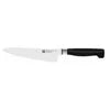 ZWILLING FOUR STAR 7-pc, Self-Sharpening Knife Block Set, Silver-Black Sleek, polypropylene handles are crafted with a minimum amount of 75% recycled plastics.