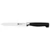 ZWILLING Four Star Utility knife 5 inch, serrated edge Sleek, polypropylene handles are crafted with a minimum amount of 75% recycled plastics.