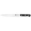 ZWILLING Gourmet 8-inch, Slicing/Carving Knife Traditional, triple-riveted handle with a laser-inscribed logo provides balance and stability.