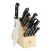 ZWILLING Gourmet 12-pc, Knife block set, Natural Traditional, triple-riveted handle with a laser-inscribed logo provides balance and stability.