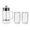ZWILLING Sorrento Double Wall Glassware 3-pc French Press And Latte Glass Set